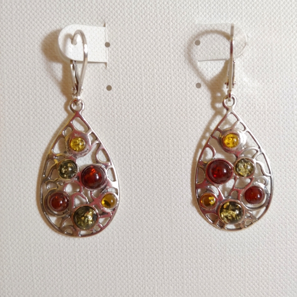 Click to view detail for HWG-139 Earrings Oval Drop Multi-Color $47